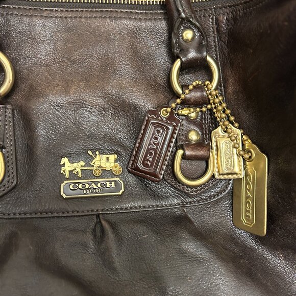 Coach Madison Sabrina Satchel Bag purse Brown Leather - Picture 2 of 12